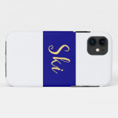 SKIワイド王室のブライトブルー冬の白ストライプ色 Case-Mate iPhoneケース (裏面(横))