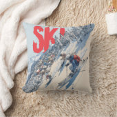 Ski Adventure on Mountain Slope クッション (ブランケット)