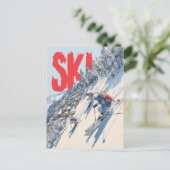Ski Adventure on Mountain Slope ポストカード (スタンド正面)