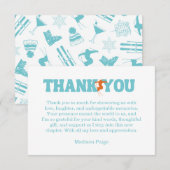 Ski Après Winter Bachelorette Turquoise Orange サンキューカード (正面/裏面)