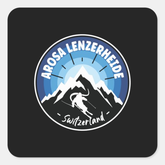 Ski Arosa Lenzerheide Switzerland Blue スクエアシール (正面)