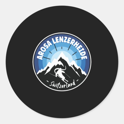 Ski Arosa Lenzerheide Switzerland Blue ラウンドシール (正面)
