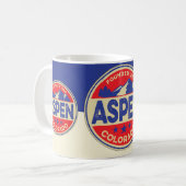Ski Aspen Blue & Red Mug コーヒーマグカップ (正面左)