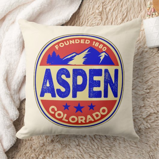 Ski Aspen Throw Pillow クッション (ブランケット)