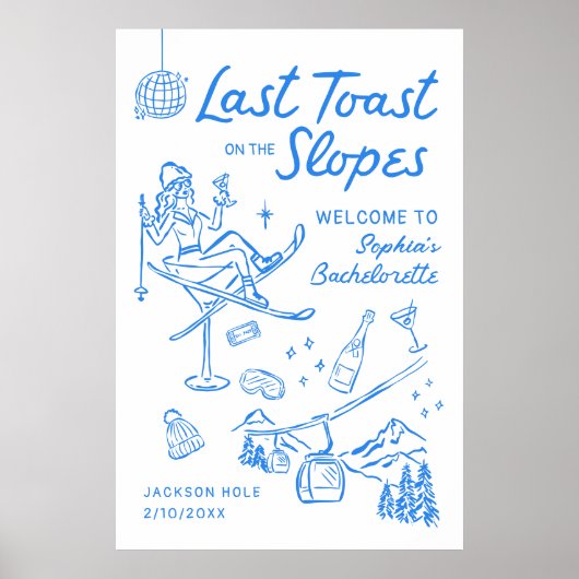 Ski Bachelorette Party Aprés Ski Welcome Poster ポスター (正面)