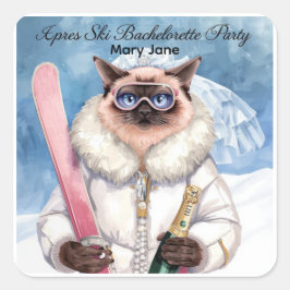 Ski Bachelorette Party Sticker  Bride on the Slope スクエアシール