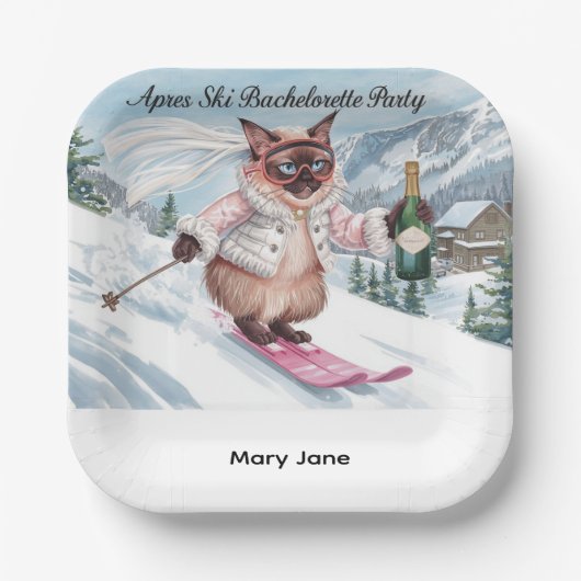 Ski Bachelorette Party Sticker  Bride on the Slope ペーパープレート (正面)