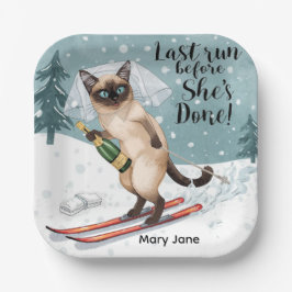 Ski Bachelorette Party Sticker  Bride on the Slope ペーパープレート