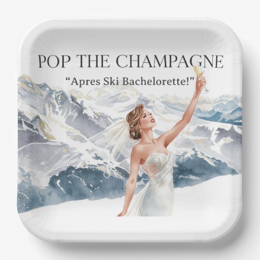 Ski Bachelorette Weekend Bride on the Slopes ペーパープレート (正面)