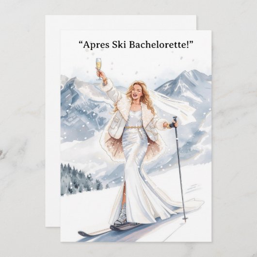 Ski Bachelorette Weekend Bride on the Slopes 招待状 (正面/裏面)