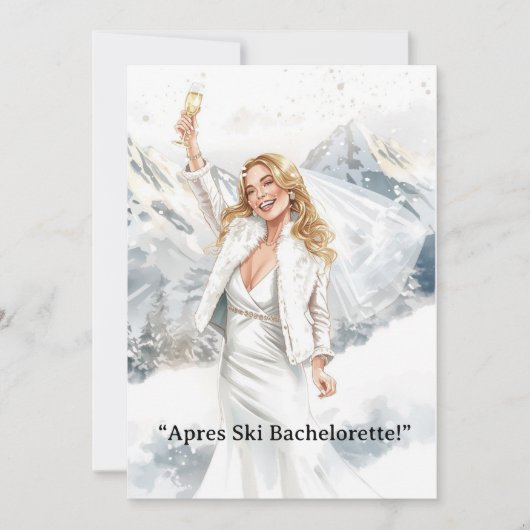 Ski Bachelorette Weekend Bride on the Slopes 招待状 (正面)