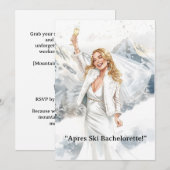Ski Bachelorette Weekend Bride on the Slopes 招待状 (正面/裏面)
