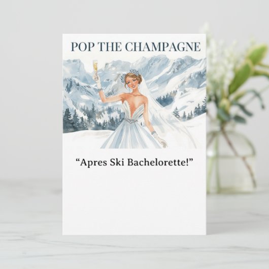 Ski Bachelorette Weekend Bride on the Slopes 招待状 (スタンド正面)