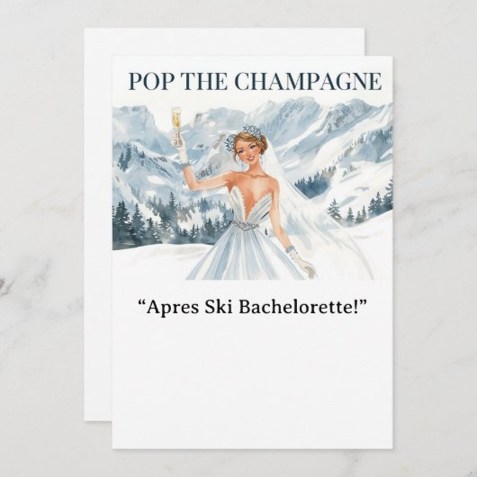 Ski Bachelorette Weekend Bride on the Slopes 招待状 (正面/裏面)