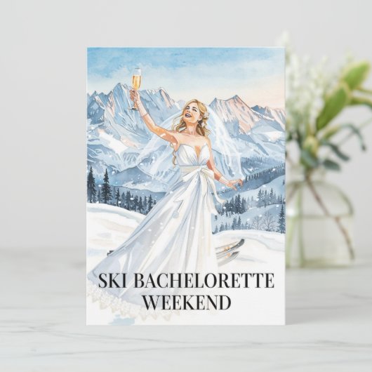 Ski Bachelorette Weekend Bride on the Slopes 招待状 (スタンド正面)