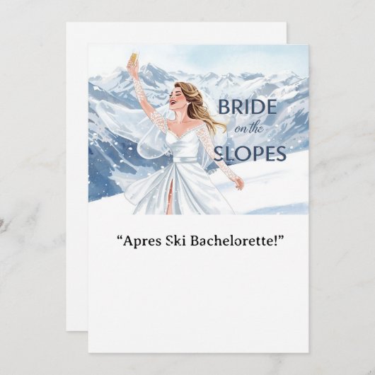 Ski Bachelorette Weekend Bride on the Slopes 招待状 (正面/裏面)