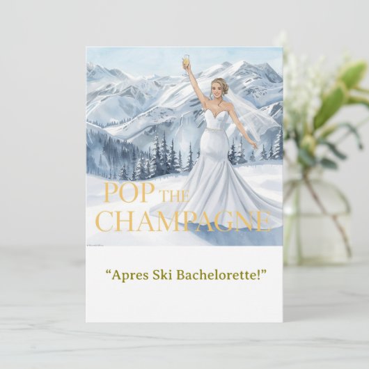 Ski Bachelorette Weekend Bride on the Slopes 招待状 (スタンド正面)