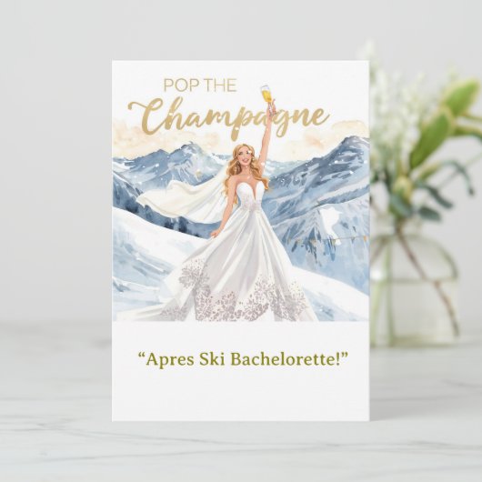 Ski Bachelorette Weekend Bride on the Slopes 招待状 (スタンド正面)