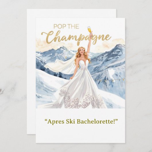 Ski Bachelorette Weekend Bride on the Slopes 招待状 (正面/裏面)