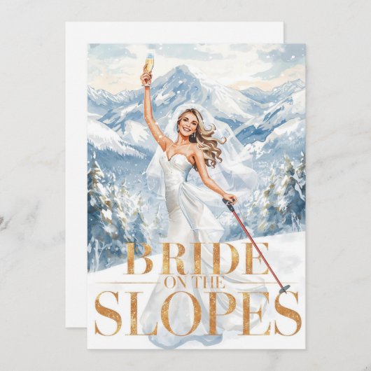 Ski Bachelorette Weekend Bride on the Slopes 招待状 (正面/裏面)