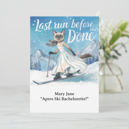 Ski Bachelorette Weekend Bride on the Slopes 招待状 (スタンド正面)