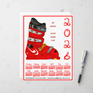 Ski Boot Go Skiing Slide Some Fun 2026 Calendar