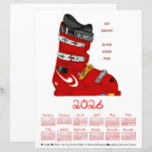 Ski Boot Go Skiing Slide Some Fun 2026 Calendar (正面/裏面)