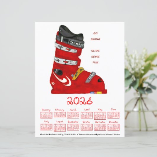 Ski Boot Go Skiing Slide Some Fun 2026 Calendar (スタンド正面)