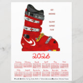 Ski Boot Go Skiing Slide Some Fun 2026 Calendar (正面)