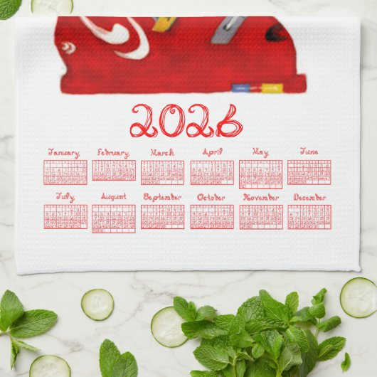 Ski Boot Go Skiing Slide Some Fun 2026 Calendar キッチンタオル (折り畳み)