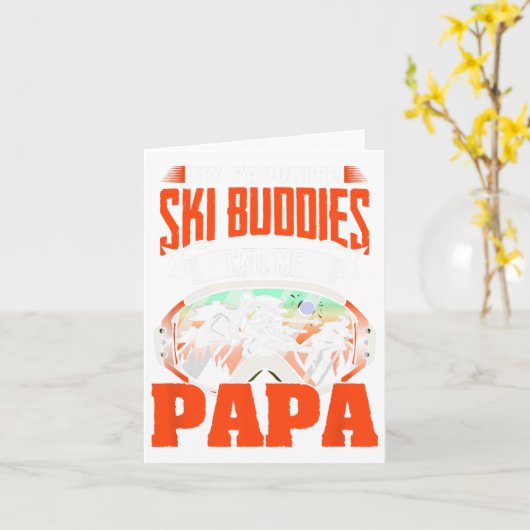 Ski Buddies Call Me Papa Skiing Skier Winter Sport カード (黄色い花)
