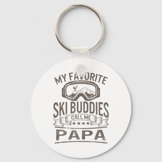Ski Buddies Papa Skiing Goggles Snowboarding Grand キーホルダー (正面)