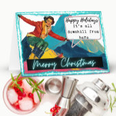 Ski Christmas Card Funny Retro Skiing Best Friend カード