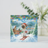 Ski Christmas for Cat Santa Claus Siamese Cat fan シーズンカード (スタンド正面)