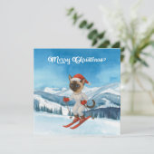 Ski Christmas for Cat Santa Claus Siamese Cat fan シーズンカード (スタンド正面)