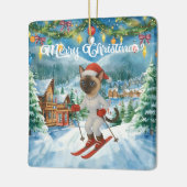 Ski Christmas for Santa Siamese Cat Lovers Snowy  セラミックオーナメント (左)