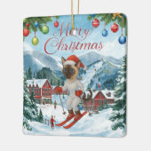 Ski Christmas for Santa Siamese Cat Lovers Snowy セラミックオーナメント (左)