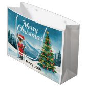 Ski Christmas for Santa Siamese Cat Lovers Snowy  ラージペーパーバッグ (正面アングル)