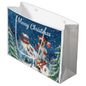 Ski Christmas for Santa Siamese Cat Lovers Snowy  ラージペーパーバッグ (正面アングル)
