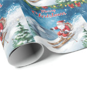 Ski Christmas with Santa Claus on the mountain  ラッピングペーパー (ロールコーナー)