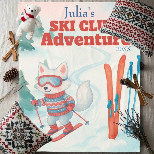 Ski Club Adventure Name Arctic Fox フリースブランケット