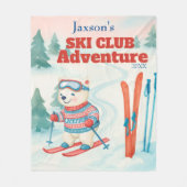 Ski Club Adventure Name Polar bear フリースブランケット (正面)