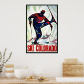 "Ski Colorado"ヴィンテージ旅行ポスター ポスター (キッチン)