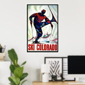 "Ski Colorado"ヴィンテージ旅行ポスター ポスター (ホームオフィス)