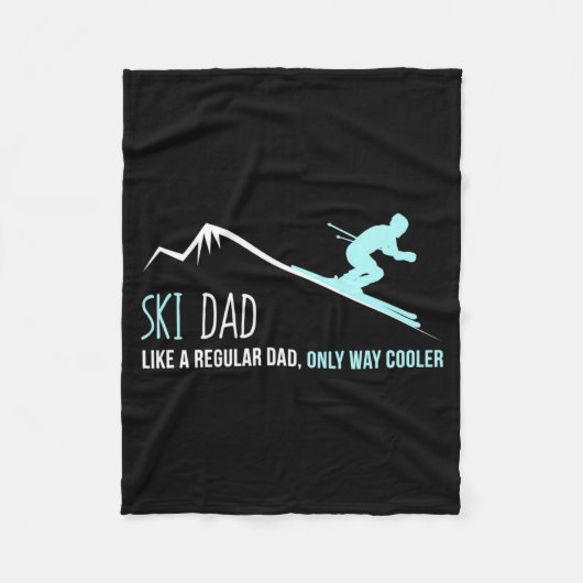 Ski Dad Funny Cute Winter Skiing Gift  フリースブランケット (正面)