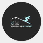Ski Dad Funny Cute Winter Skiing Gift  ラウンドシール (正面)