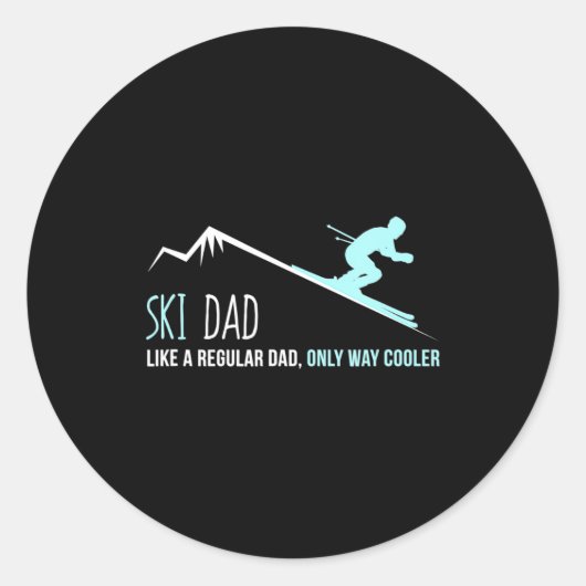 Ski Dad Funny Cute Winter Skiing Gift  ラウンドシール (正面)