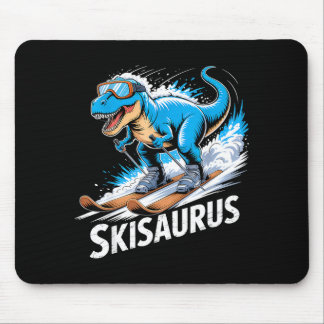Ski Dinosaur Winter Sport Skier Dino Funny Skiing  マウスパッド
