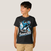 Ski Dinosaur Winter Sport Skier Dino Funny Skiing  Tシャツ (正面フル)