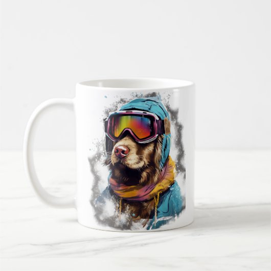Ski Dog in Ski Googles  2 コーヒーマグカップ (左)